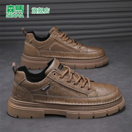 森马男鞋2025新款冬季百搭时尚厚底增高低帮男士真皮运动休闲皮鞋