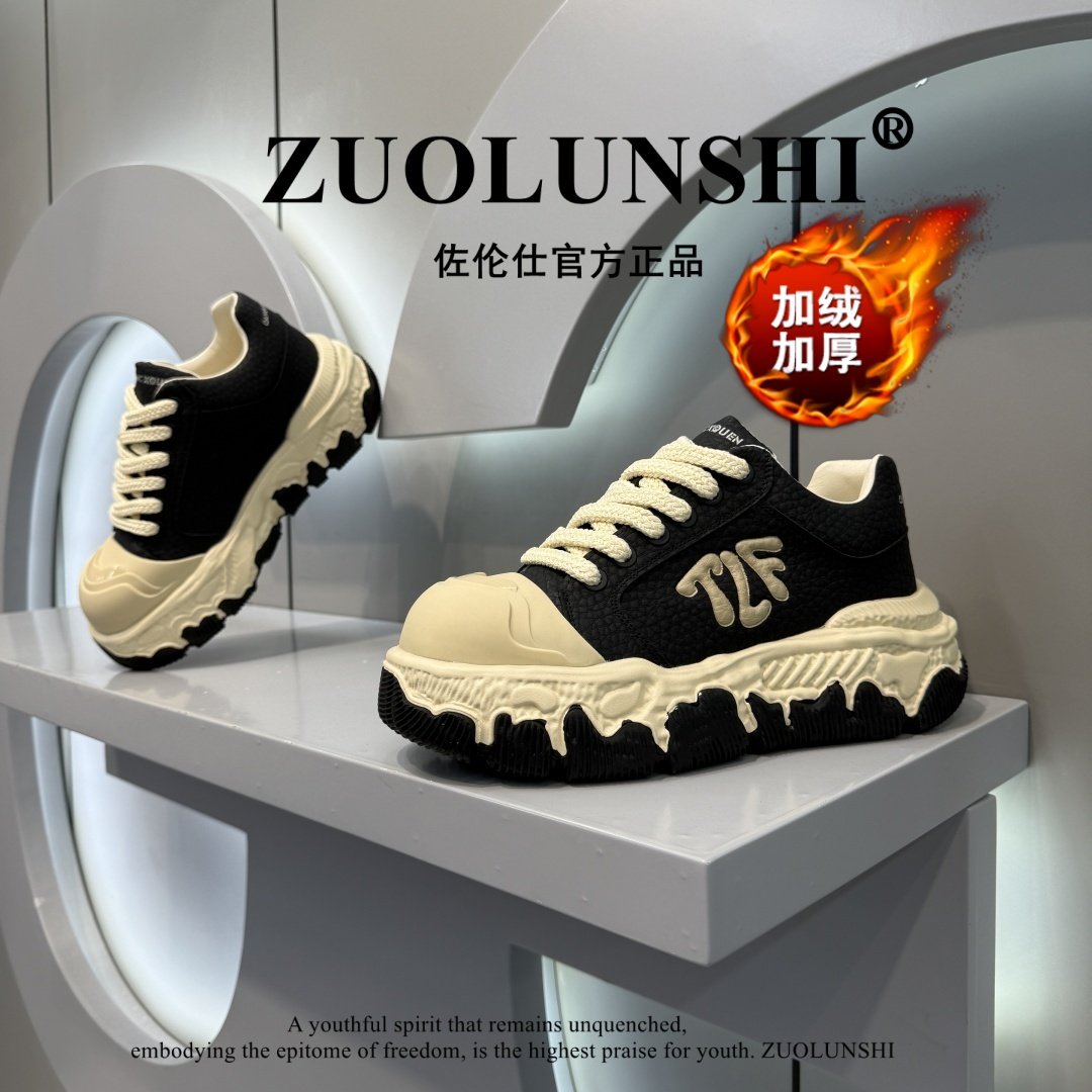 隐形增高男士厚底休闲板鞋2025冬季加绒运动小众设计个性大棉鞋男主图