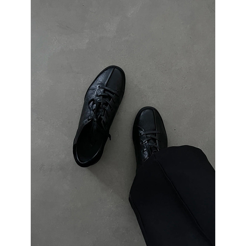 cleanfit极简小黑鞋老钱风懒人德训鞋男复古通勤商务方头德比鞋子主图