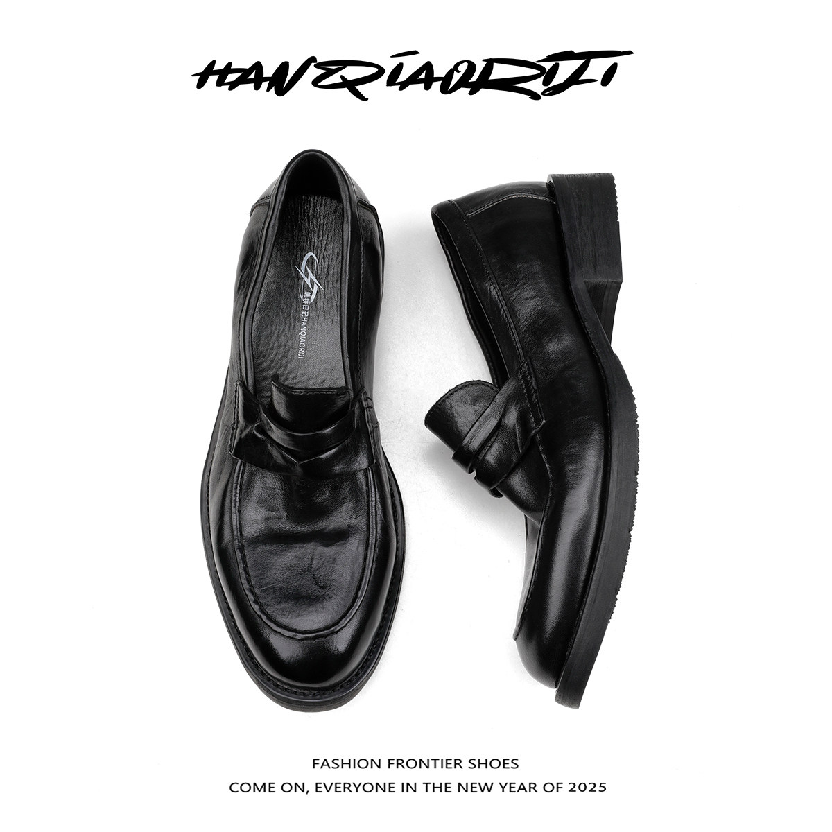 韩桥日记[幽渊系列]"小钱"水洗做旧马皮一脚蹬乐福鞋尖头德比皮鞋主图