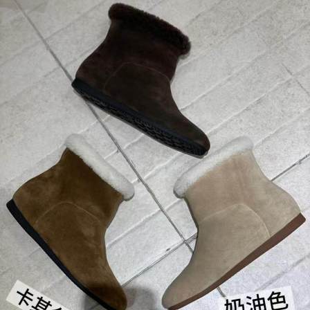 MFX 真皮加绒短靴女圆头平底马丁靴覆古软底勃肯靴69-011