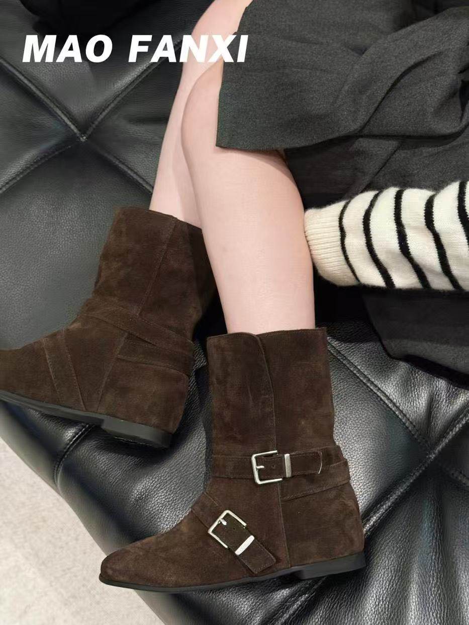 MFX  真皮时髦精穿搭内增高复古短靴 69-007主图