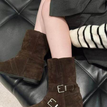 MFX  真皮时髦精穿搭内增高复古短靴 69-007