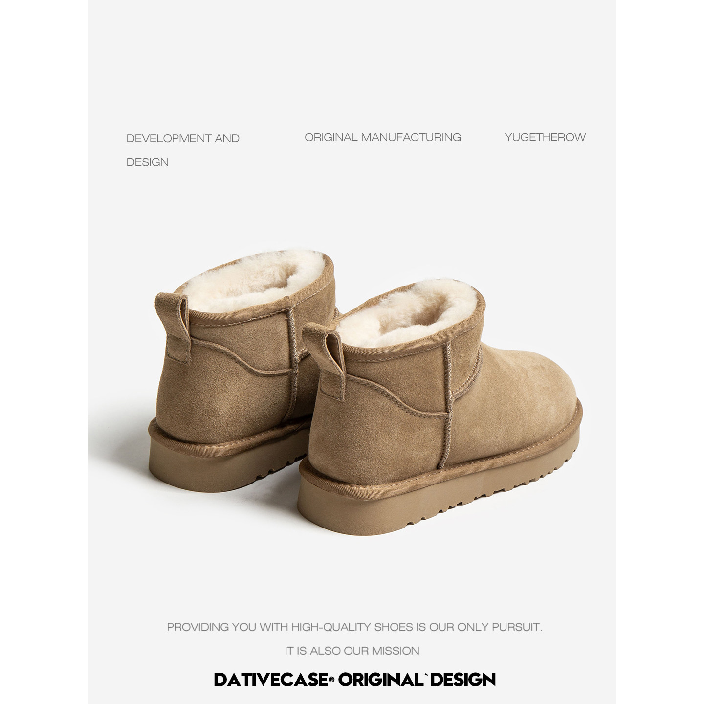 平底版～纯羊毛毛绒雪地靴女2025新款冬季加绒保暖防滑短靴mini主图