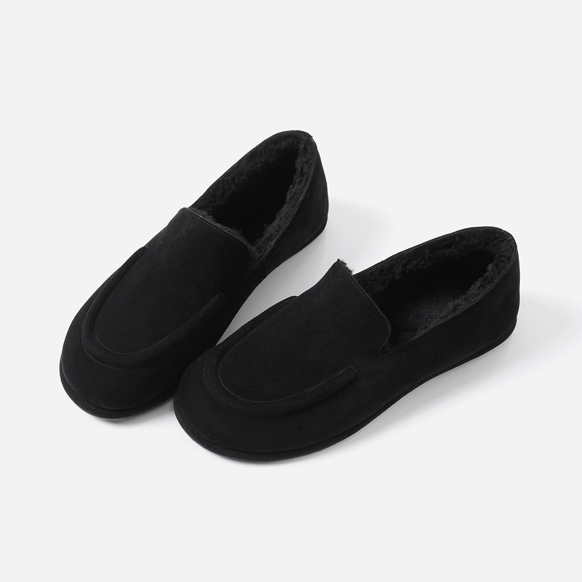 ED08039 茉莉雅集 R0*W复古羊猄皮加绒羊毛内里保暖一脚蹬乐福鞋主图