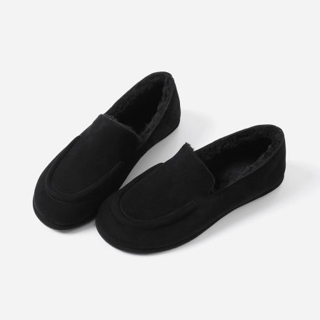 ED08039 茉莉雅集 R0*W复古羊猄皮加绒羊毛内里保暖一脚蹬乐福鞋