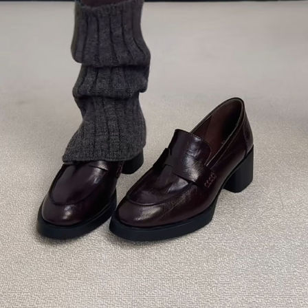 羊皮版~英伦风舒适软底通勤不累脚乐福鞋女休闲时尚一脚蹬小皮鞋