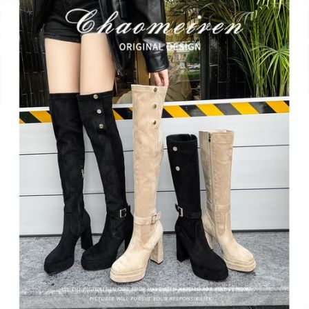 过膝靴女高跟2025秋冬季爆款洋气长筒粗跟高筒瘦瘦靴防水台时装靴