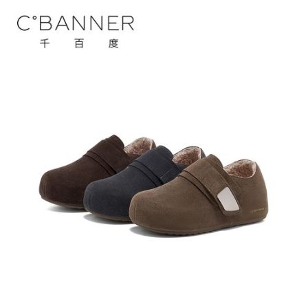 C.BANNER/千百度休闲鞋女2025新款冬季厚底加绒保暖全包勃肯鞋