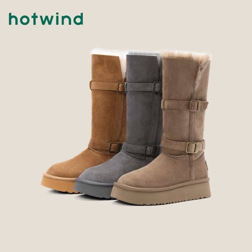 【冬日暖阳】Hotwind/热风2025新款复古百搭雪地靴保暖韩系棉靴女主图