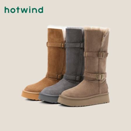 【冬日暖阳】Hotwind/热风2025新款复古百搭雪地靴保暖韩系棉靴女