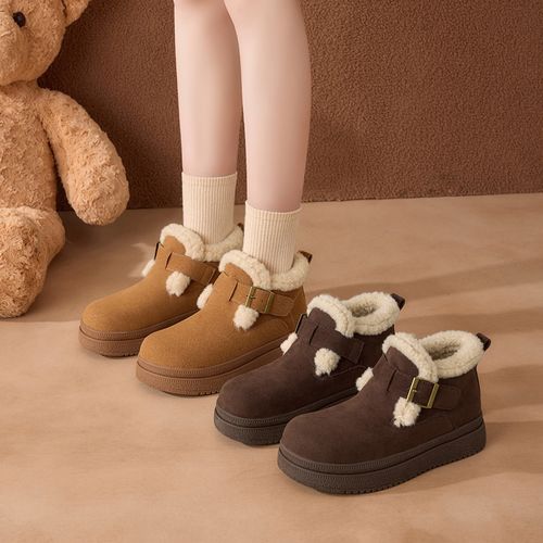 【ZHR则则】4CM厚底保暖毛毛勃肯鞋短筒百搭加绒加厚短靴女AB178B主图