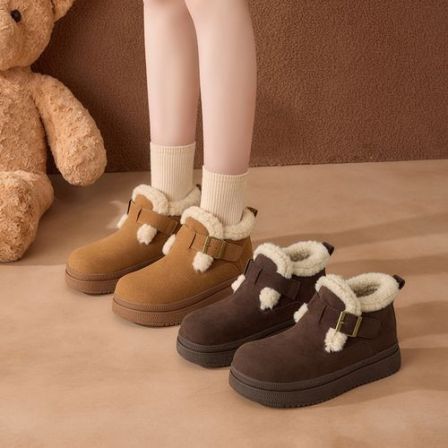 【ZHR则则】4CM厚底保暖毛毛勃肯鞋短筒百搭加绒加厚短靴女AB178B