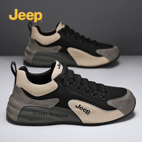 jeep吉普男士运动鞋2025冬季新款网面透气高级感厚底款真皮老爹鞋主图