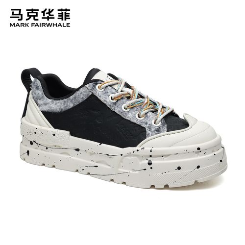 马克华菲2026春季新款潮流百搭板鞋休闲鞋男款男鞋厚底泼墨休闲鞋主图
