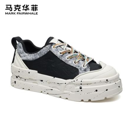马克华菲2026春季新款潮流百搭板鞋休闲鞋男款男鞋厚底泼墨休闲鞋