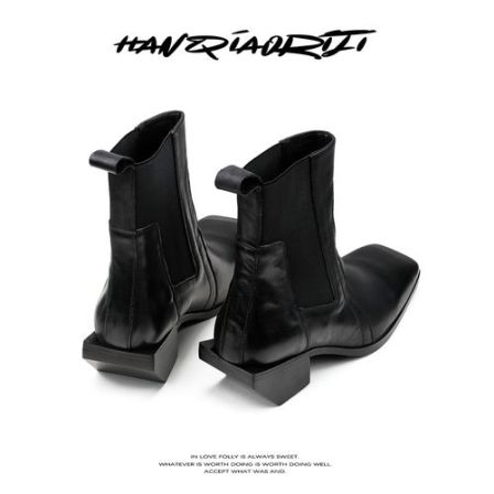 韩桥日记「异型系列」“嬉皮士”方头切尔西靴时尚百搭植鞣牛皮短靴