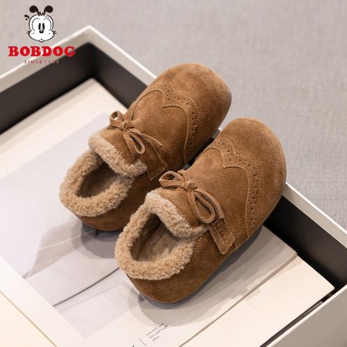 巴布豆女童加绒勃肯鞋2025冬季新款儿童软底大棉鞋子女孩公主皮鞋主图