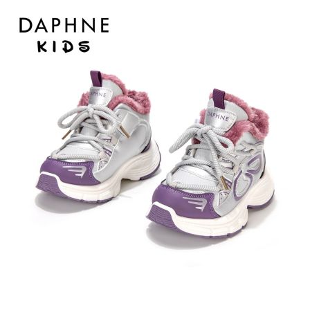 达芙妮2025冬季新款儿童鞋女孩跑步鞋子加绒保暖大棉鞋8122