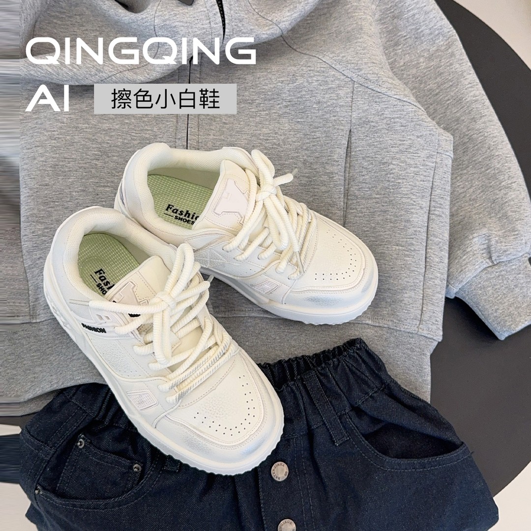 儿童小白鞋板鞋透气复古时尚中大童休闲鞋厚底常规5082591O2主图