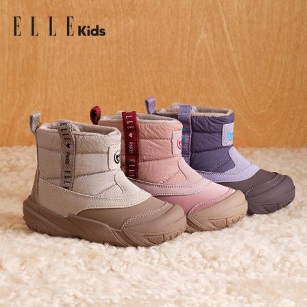 ELLEkids儿童靴子冬季加绒保暖雪地靴防滑男女童棉靴EFG4M515619