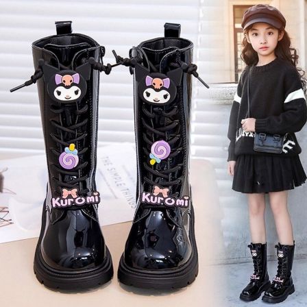 官网C&K儿童靴子女童长筒马丁靴2025新款冬季女孩二棉皮靴英伦风