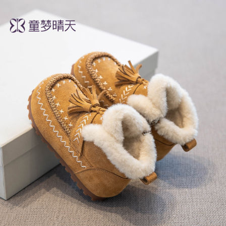 童梦晴天女童雪地靴加绒棉鞋2025新款冬季儿童保暖冬鞋女宝雪地棉