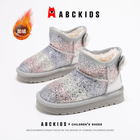 ABCkids童鞋儿童雪地靴女孩冬季保暖防滑大棉鞋儿童加绒加厚棉靴