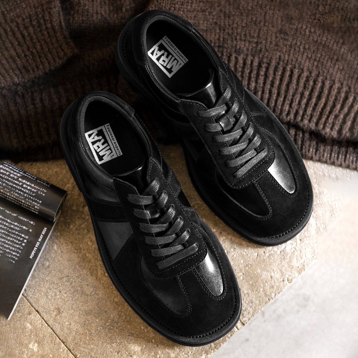 MRA方头德训皮鞋男鞋2025新款黑色厚底增高商务通勤休闲潮鞋子冬主图