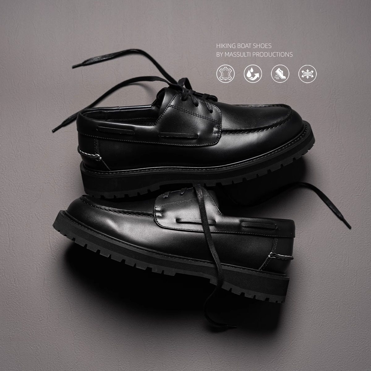 MASSULTI 全粒面头层牛皮 防水内衬 轻量化登山乐福鞋帆船皮鞋主图