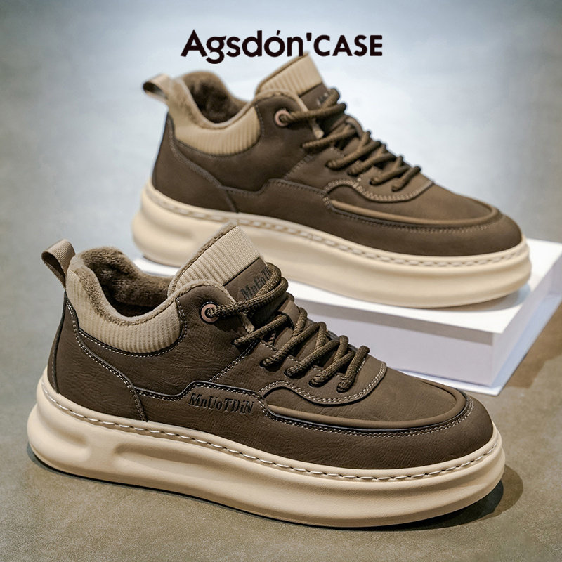 奥古狮登男鞋2025新款冬季加绒保暖棉鞋男士潮牌运动休闲板鞋男款主图