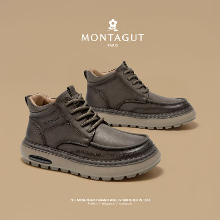 梦特娇马丁靴男款冬季复古英伦风高帮机车皮靴户外厚底防滑工装靴