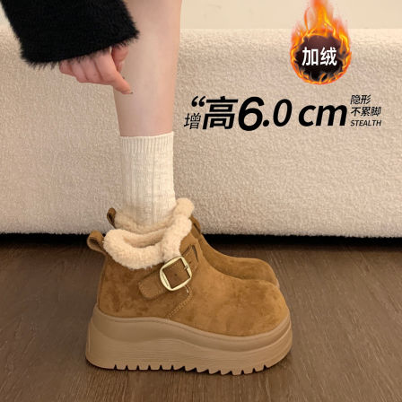 厚底增高加绒保暖勃肯鞋高帮女鞋2025新款冬季雪地靴东北大棉鞋子