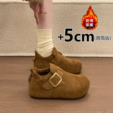 内增高厚底复古勃肯鞋女2025冬季新款加绒加厚短靴保暖棉鞋雪地靴