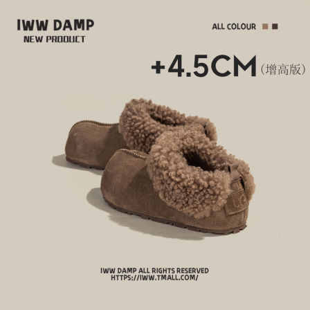 IWW厚底卷毛毛冬季加绒勃肯鞋女设计感大头2025新款复古保暖棉鞋