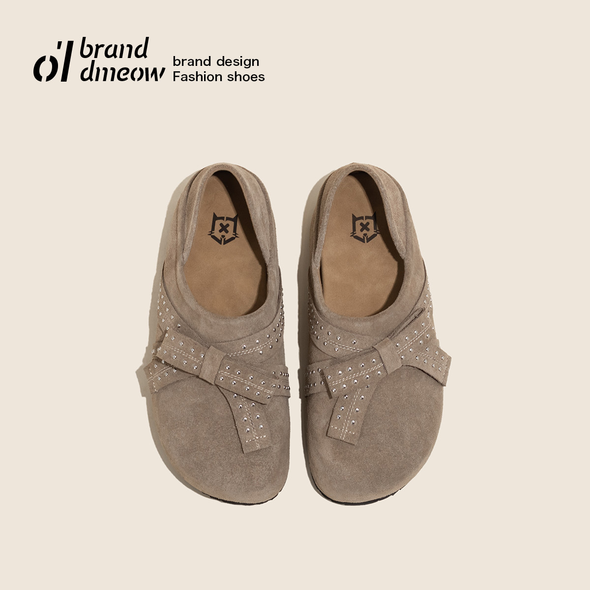 老喵 磨砂牛皮~方头全包勃肯鞋子内增高外穿懒人两穿复古风单鞋女主图