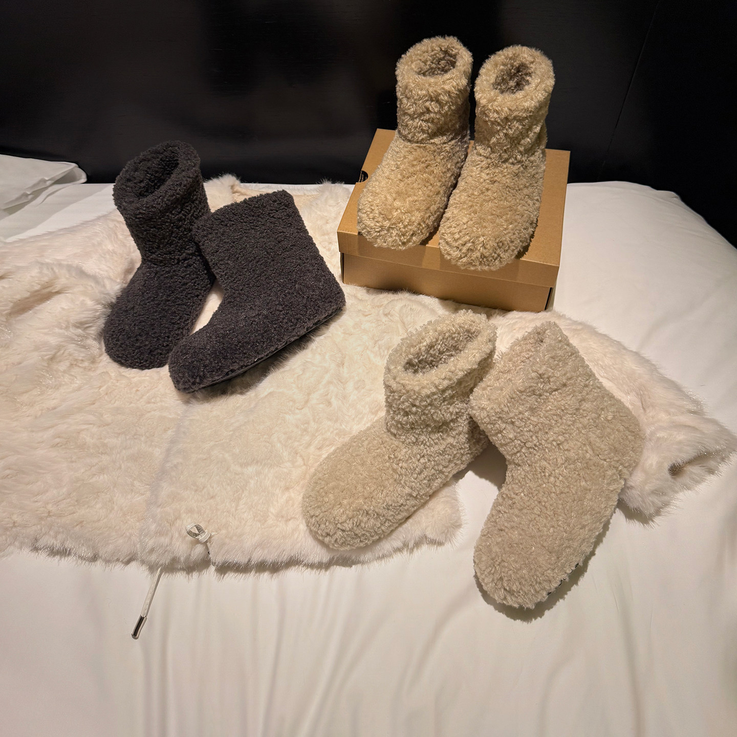 伯爵猫毛毛鞋女2025冬季新款厚底加绒勃肯棉鞋短靴防滑保暖雪地靴主图