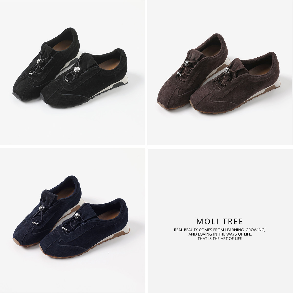 ED08042 茉莉雅集 T0D*S复古休闲高丝光牛猄抽绳德训鞋阿甘鞋主图