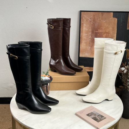 糖糖「爱家金扣系列」高级质感显高长靴金标皮面显瘦靴i;EDX551028