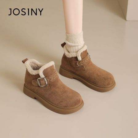 卓诗尼勃肯靴女2025新款冬季加绒加厚保暖短靴复古百搭靴子