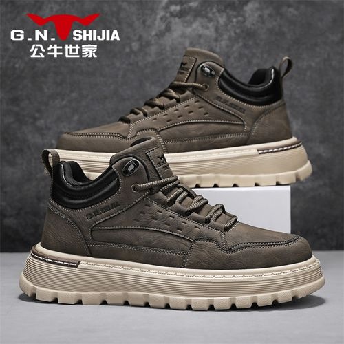 公牛世家马丁靴男款秋冬英伦风复古大黄靴男士高帮厚底工装靴主图