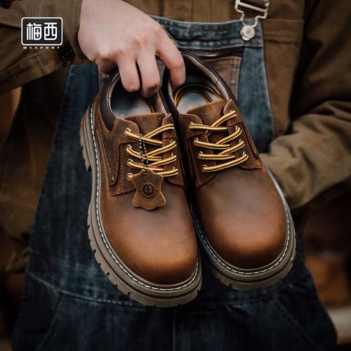 【梅西】头层牛皮大头德比工装鞋英伦风马丁靴男士休闲男鞋YX2518主图