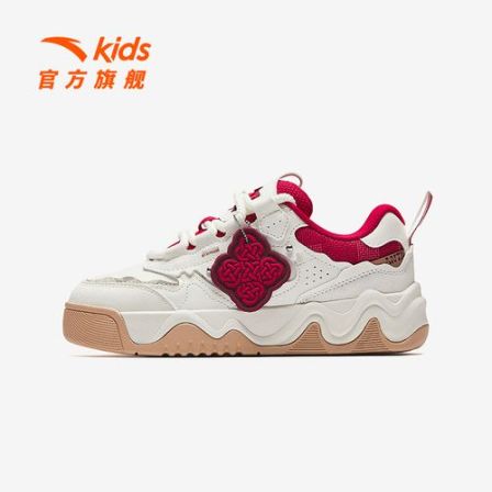 马年限定奶昔|安踏儿童板鞋26新年款红色低帮潮流百搭时尚休闲鞋