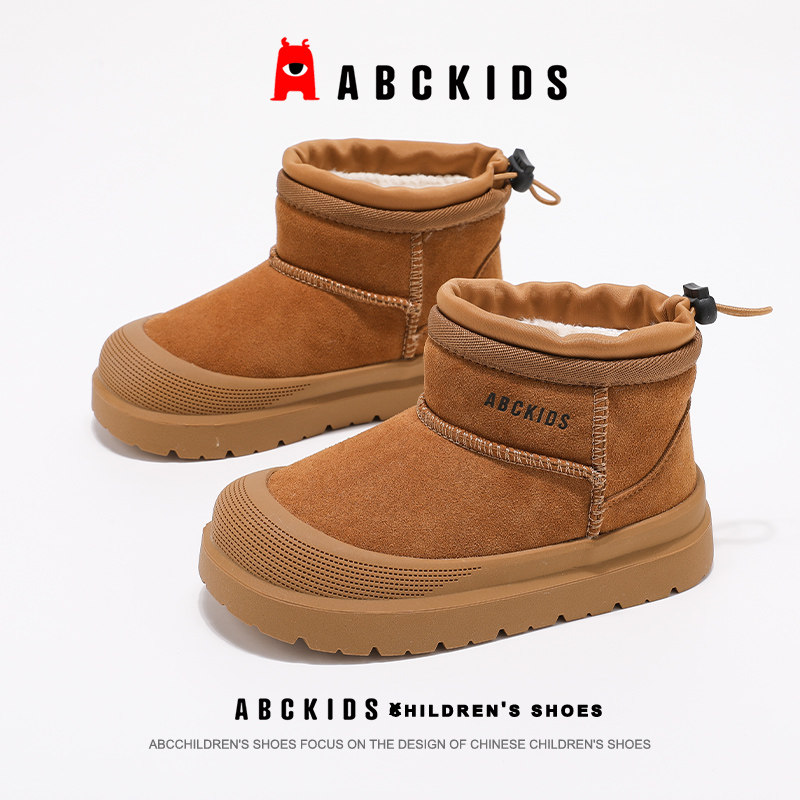 abckids童鞋2025冬季新款男童保暖加绒儿童雪地靴鞋子女童大棉鞋主图