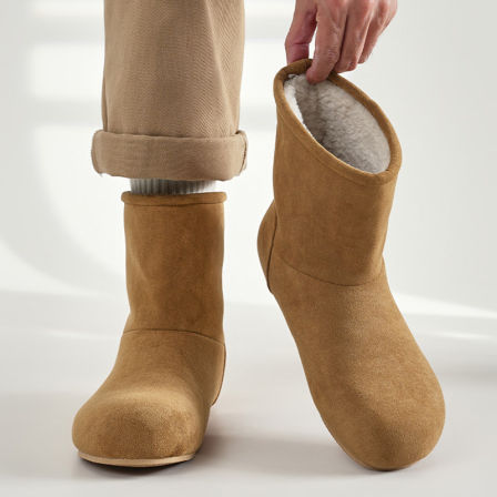 冬季2025新款高帮一脚蹬丑萌东北加绒加厚棉鞋绒面勃肯雪地靴男女