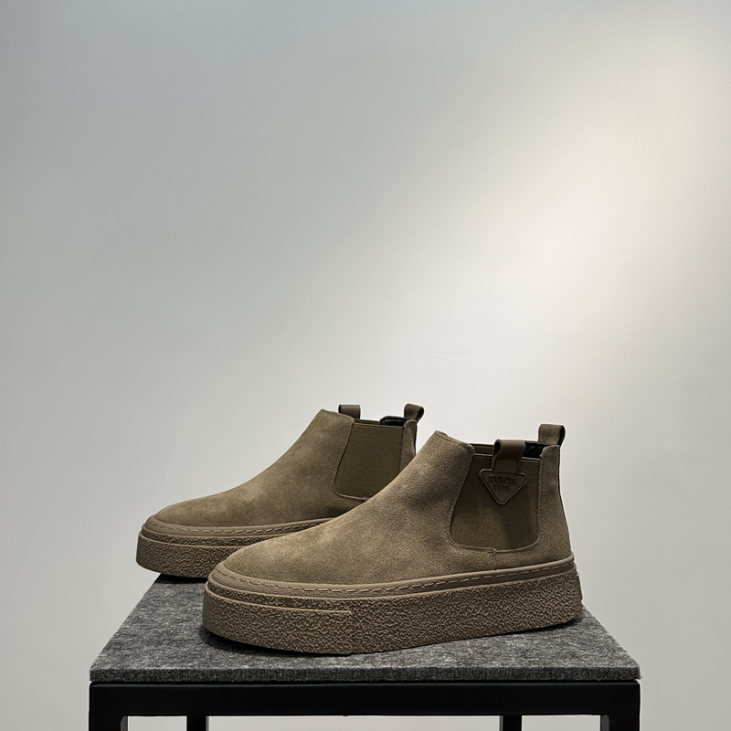 切尔西靴男款2025新款真皮马丁靴加绒保暖一脚蹬棉靴复古高帮短靴主图