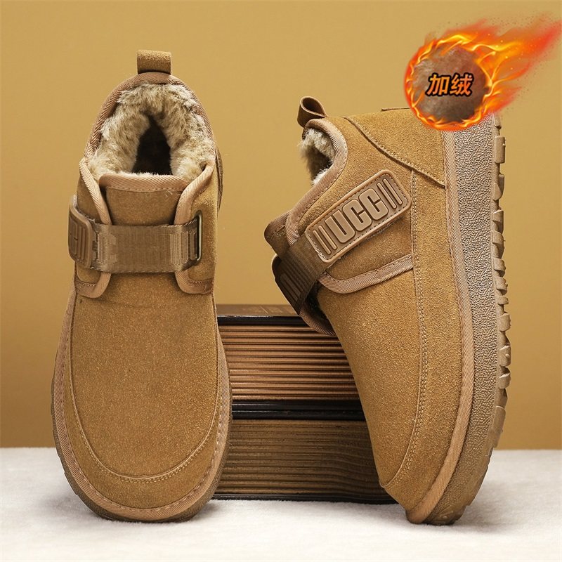 雪地靴男冬季加绒加厚保暖面包棉鞋男士户外皮毛一体防寒勃肯棉靴主图