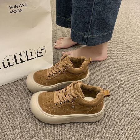 厚底高帮女鞋2025新款爆款冬季女鞋时尚运动休闲增高小个子板鞋女