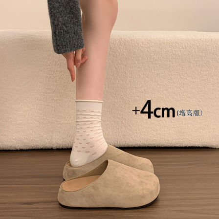 一脚蹬包头拖女2025冬季新款外穿轻便厚底增高懒人时尚休闲鞋子女