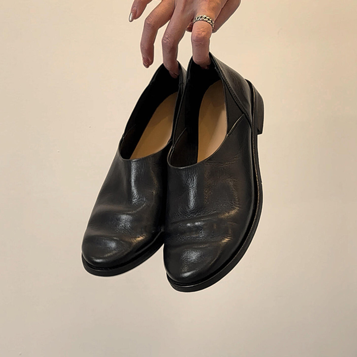 羊皮版~极简真皮复古一脚蹬乐福鞋女百搭文艺风小众低跟小皮鞋潮主图